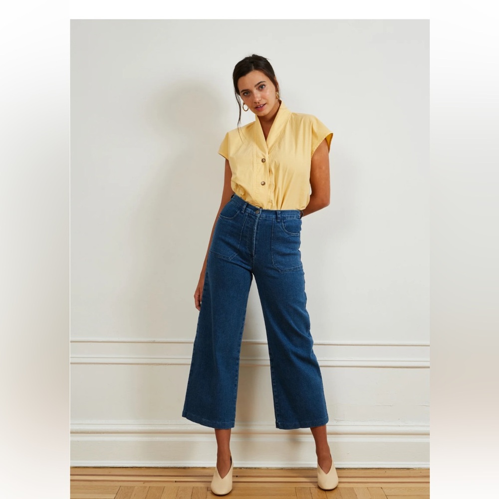 Loup Blue Wide Leg High Waisted Simone Jeans Size S Inseam 26in